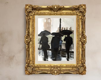 Pintura al óleo "Londres lloviendo": Impresión artística en lienzo de James Coates