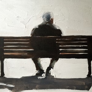 Man on bench Painting, man Poster, Wall art, Canvas Print, Fine Art - from original oil painting by James Coates