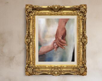 Holding Hands Art Print: Tender Love, Fine Art Canvas
