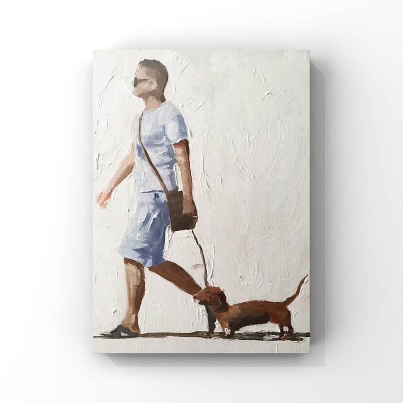 Walking the dog Painting Dog art Dog Prints Fine Art Etsy
