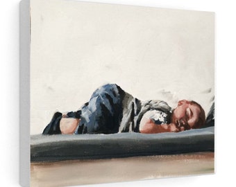 Sleeping Baby Oil Painting Print, Children's Wall Art