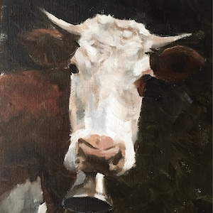 Brown and white Cow Painting, Print, Canvas, Poster, Original, Commissions - Fine Art - from original oil painting by James Coates