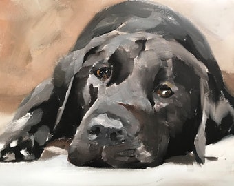 Custom Pet Portrait Painting from Photo, Hand Painted Dog Oil Painting on Canvas, Professional Artist