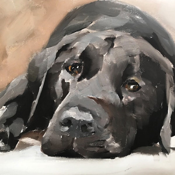 Retrato personalizado do seu animal de estimação a partir de foto, pintura a óleo de cachorro pintada à mão sobre tela, artista profissional.