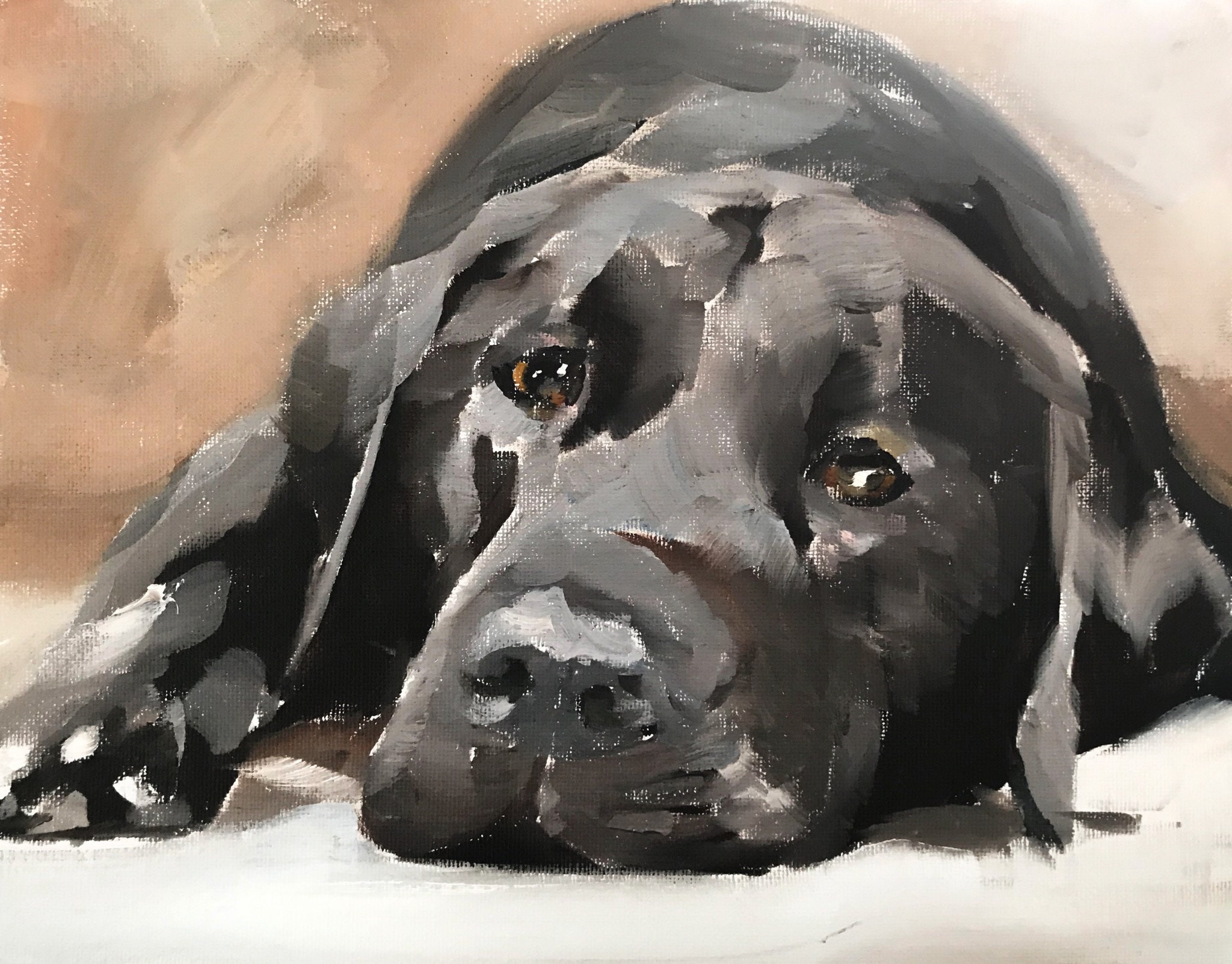 Custom Pet Portrait Painting from Photo, Hand Painted Dog Oil Painting on Canvas, Professional Artist
