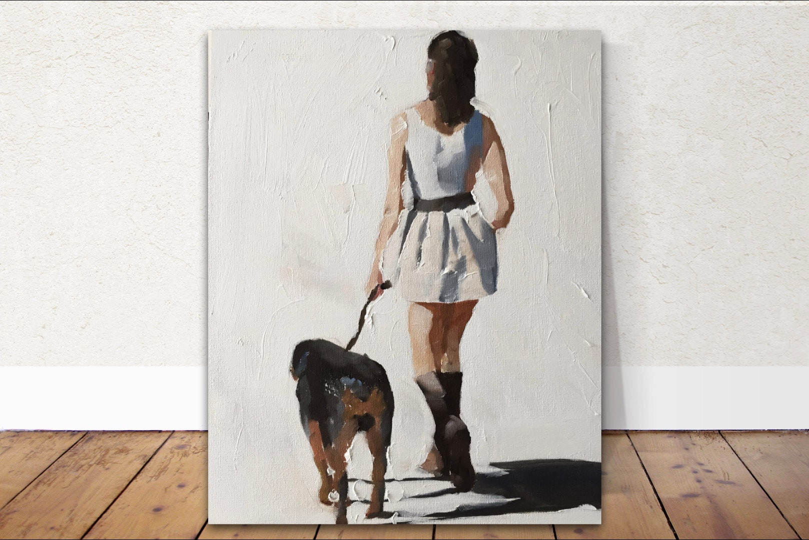 犬と女性のアートプリント 少女と犬のアートプリント、女性の肖像画、ジェームズ・コーツ
