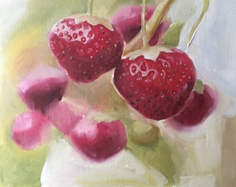 Strawberry Oil Painting: Still Life Food Art Print by James Coates