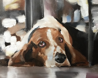 Impresión artística de un perro beagle: pintura al óleo original de James Coates