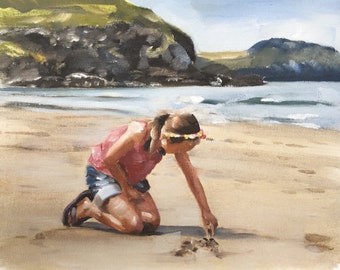 Girl on Beach Art Print: Children's Room Decor by James Coates