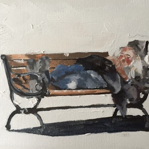 Man on bench Painting, man Poster, Wall art, Canvas Print, Fine Art - from original oil painting by James Coates