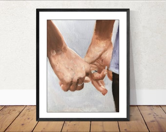 Love Painting, Holding hands Poster, couple Wall art , Canvas Print , Fine Art - from original oil painting by James Coates