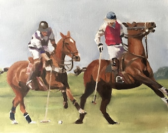 Polo Painting, Poster, Wall art, Canvas Print, Fine Art - de peinture à l’huile originale par James Coates