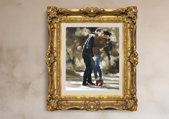Couple Embracing Art Print: Fine Art Oil Painting by James Coates