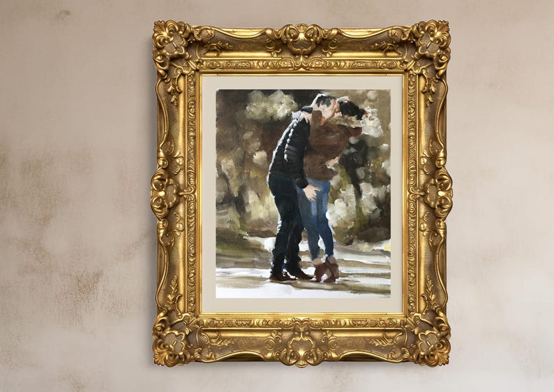 Couple Embracing Art Print: Fine Art Oil Painting by James Coates image 1