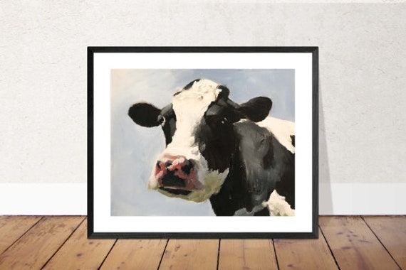 牛の絵、オリジナル油彩キャンバス、ファームハウスアート - Etsy 日本