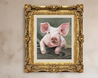 羊の油絵：キャンバスにプリントされたファインアート、ファームハウス