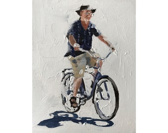 Man Cycling Oil Painting Art Print by James Coates