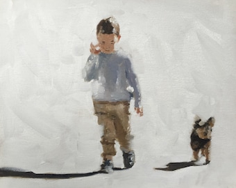 Boy and Dog Art Print: Children's Room Decor, James Coates Painting