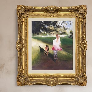 Girl and dog Painting, little girl Poster, Wall art, Canvas Print, Fine Art - from original oil painting by James Coates