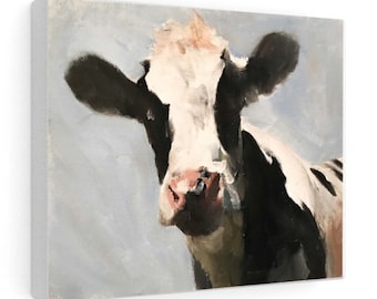 Cow Portrait Print, Farmhouse Fine Art, Canvas or Paper