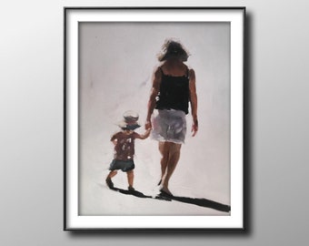 Mommy and child - Painting - Poster - Wall art - Canvas Print - Fine Art - from original oil painting by James Coates