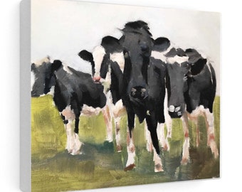 Cow Painting Print, Farmhouse Wall Art, Original Oil Painting