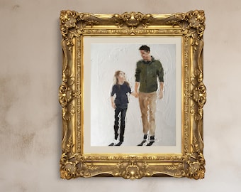 Father and Daughter Oil Painting Art Print - Family Wall Art