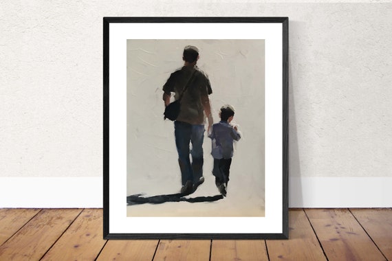 Father And Son Painting Father Son Art Print Walking Painting Etsy