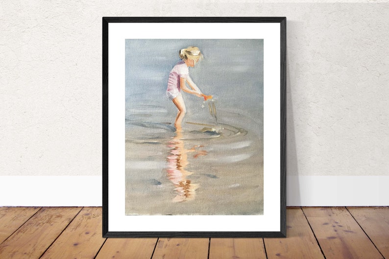 Beach girl Painting ,Prints, Canvas, Posters, Originals, Commissions, Fine Art, from original oil painting by James Coates image 2