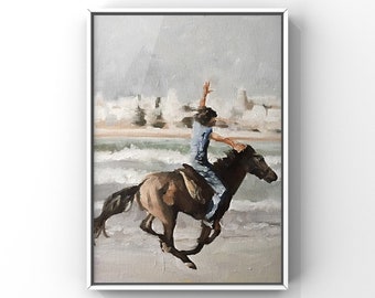 Horse riding Painting, Horse Poster,Wall art, Canvas Print, Fine Art - from original oil painting by James Coates