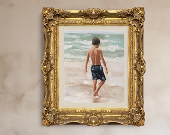 Pintura de un niño en la playa: Lámina artística infantil de James Coates