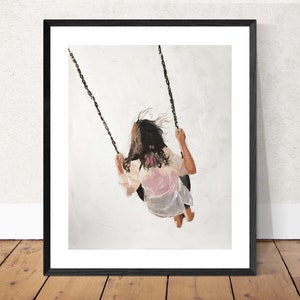 Girl on swing - Painting - Poster - Wall art - Canvas Print - Fine Art - from original oil painting by James Coates