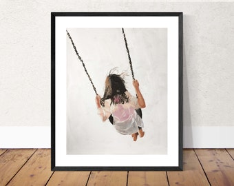 Girl on swing - Painting - Poster - Wall art - Canvas Print - Fine Art - from original oil painting by James Coates