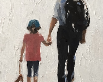 Father and Daughter Art Print: Original Oil Painting by James Coates