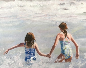 Custom painting of kids on canvas, oil painting from photo, real oil painting commissions, family portraits, gifts for family