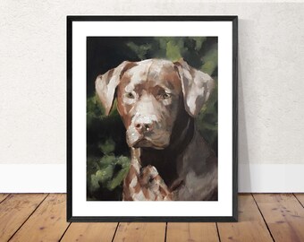 Chocolate Labrador- Painting   -Wall art - Canvas Print - Fine Art - from original oil painting by James Coates