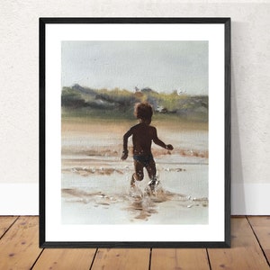 Boy on beach, Painting Beach art, Beach Prints , Fine Art - from original oil painting by James Coates