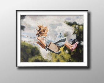 Girl on swing - Painting - Poster - Wall art - Canvas Print - Fine Art - from original oil painting by James Coates