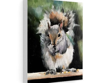 Squirrel Painting, Squirrel Poster ,animal Wall art, animal Canvas Print, Fine Art - from original oil painting by James Coates