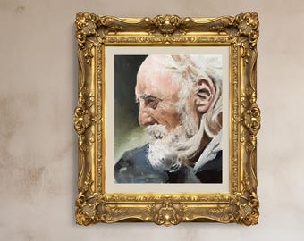 Oryginalny obraz olejny – Portret starca, wydruk artystyczny