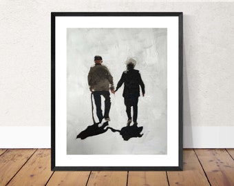 Old Couple Art Print: Original Oil Painting by James Coates