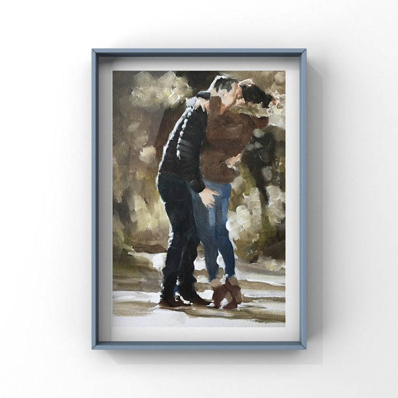 Couple Embracing Art Print: Fine Art Oil Painting by James Coates image 2
