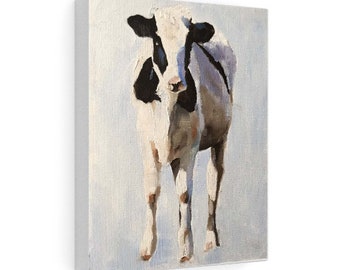 Cow Painting, Original Oil, Farmhouse Wall Art