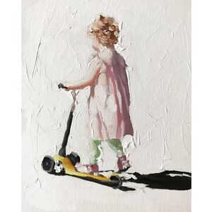 Mädchen auf Roller Malerei, Poster, Drucke, Originale, Aufträge - Fine Art - aus original Ölgemälde von James Coates