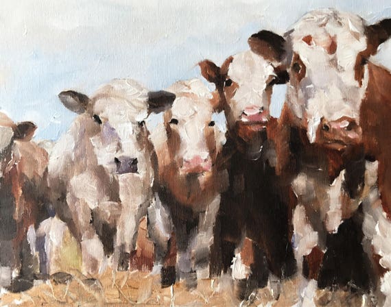 kleding kort Uitgaan Koeien schilderen PRINTS Canvas Commissies Fine Art van - Etsy Nederland