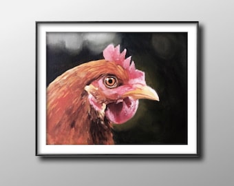 Huhn Portrait: Fine Art Druck vom Original Ölgemälde
