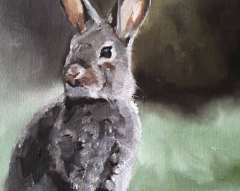 Bunny rabbit Painting , bunny Poster, Wall art , Canvas Print, Fine Art - from original oil painting by James Coates