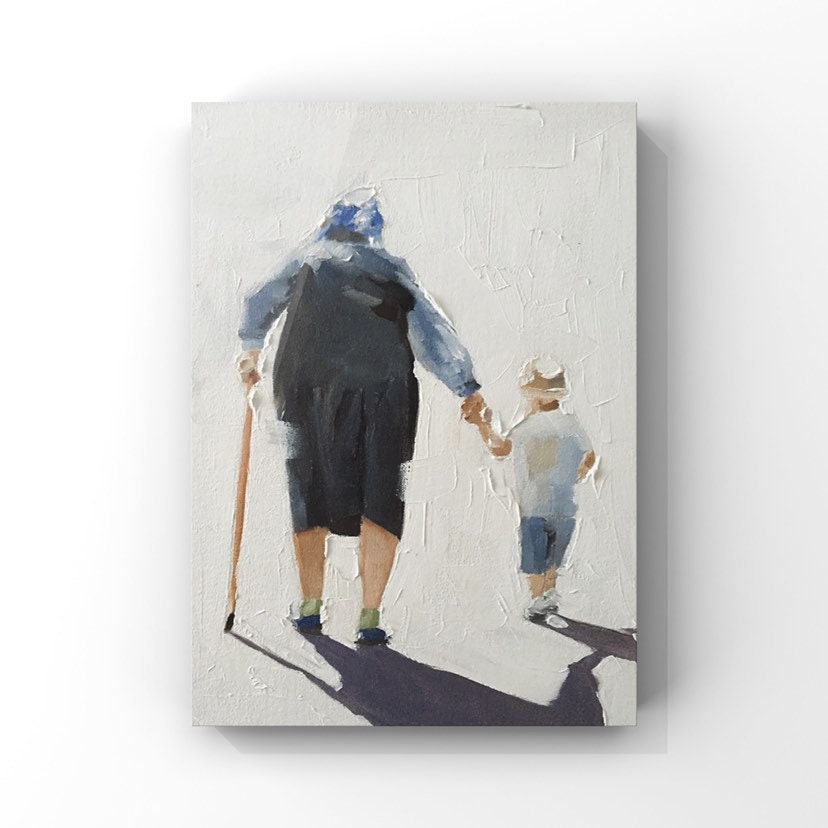 私の家族　(油絵キャンバス) 24×33.3 F4キャンバス 2-5人（匹）家族絵 絵画 the nephew 通販