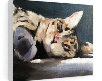 Katze Malerei, Katze Poster, Wandkunst, Leinwand Druck, fine Art - von original Ölgemälde von James Coates