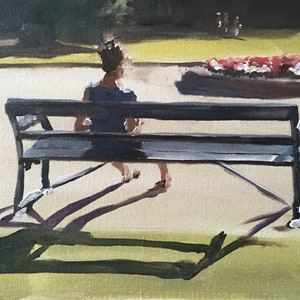 Woman on bench Painting, Poster. Print, Wall art, Canvas Print - Fine Art - from original oil painting by James Coates